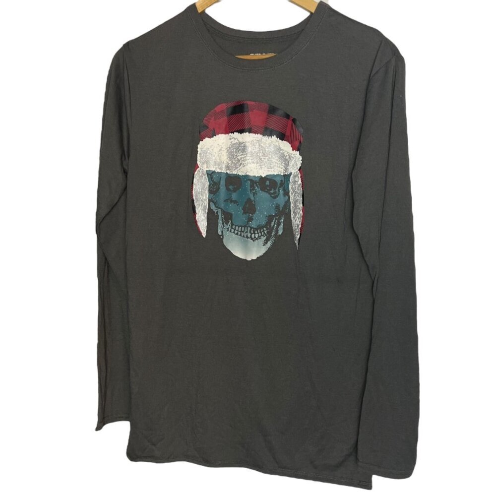 Cherokee Boys XL 16/18 Pajama‎ Shirt Skull Plaid Long Sleeve Casual Lounge